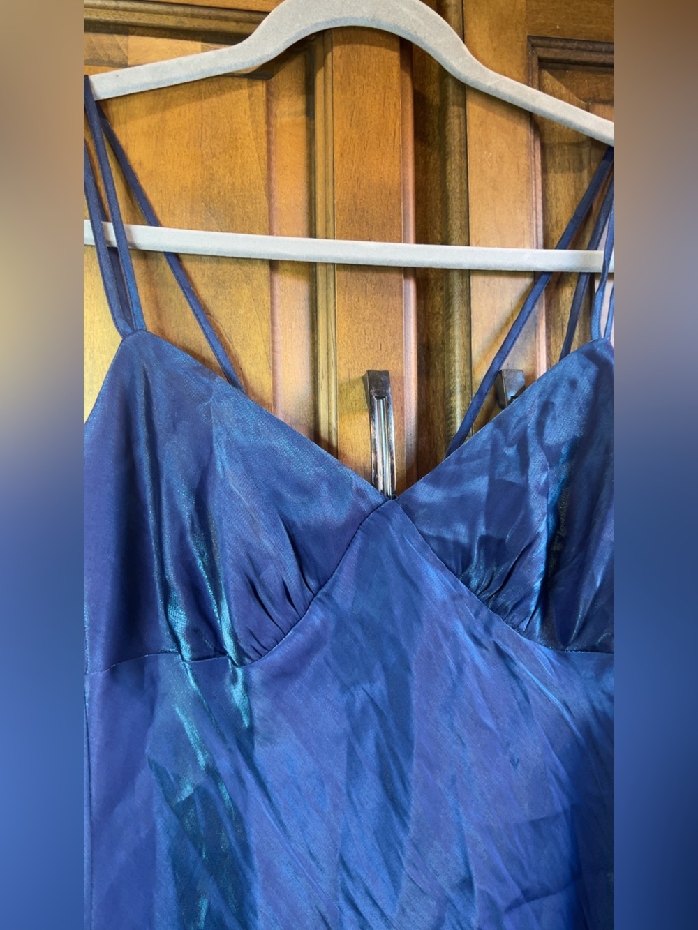 🌸Wild Fable Iridescent Dress XS Satin Slip Midi Blue Y2K 90s Spaghetti Strap NWT - Picture 12 of 12
